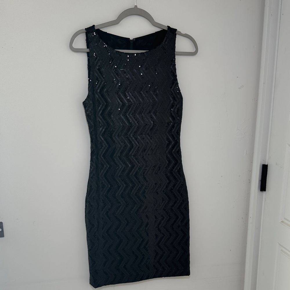 Alice + Olivia Black Sequin Mini Dress